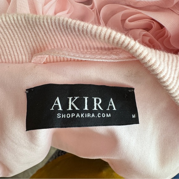 Akira Jacket size Medium Pink Roses 3D Floral Women's Jacket Zip Up Ruffled - Picture 5 of 8